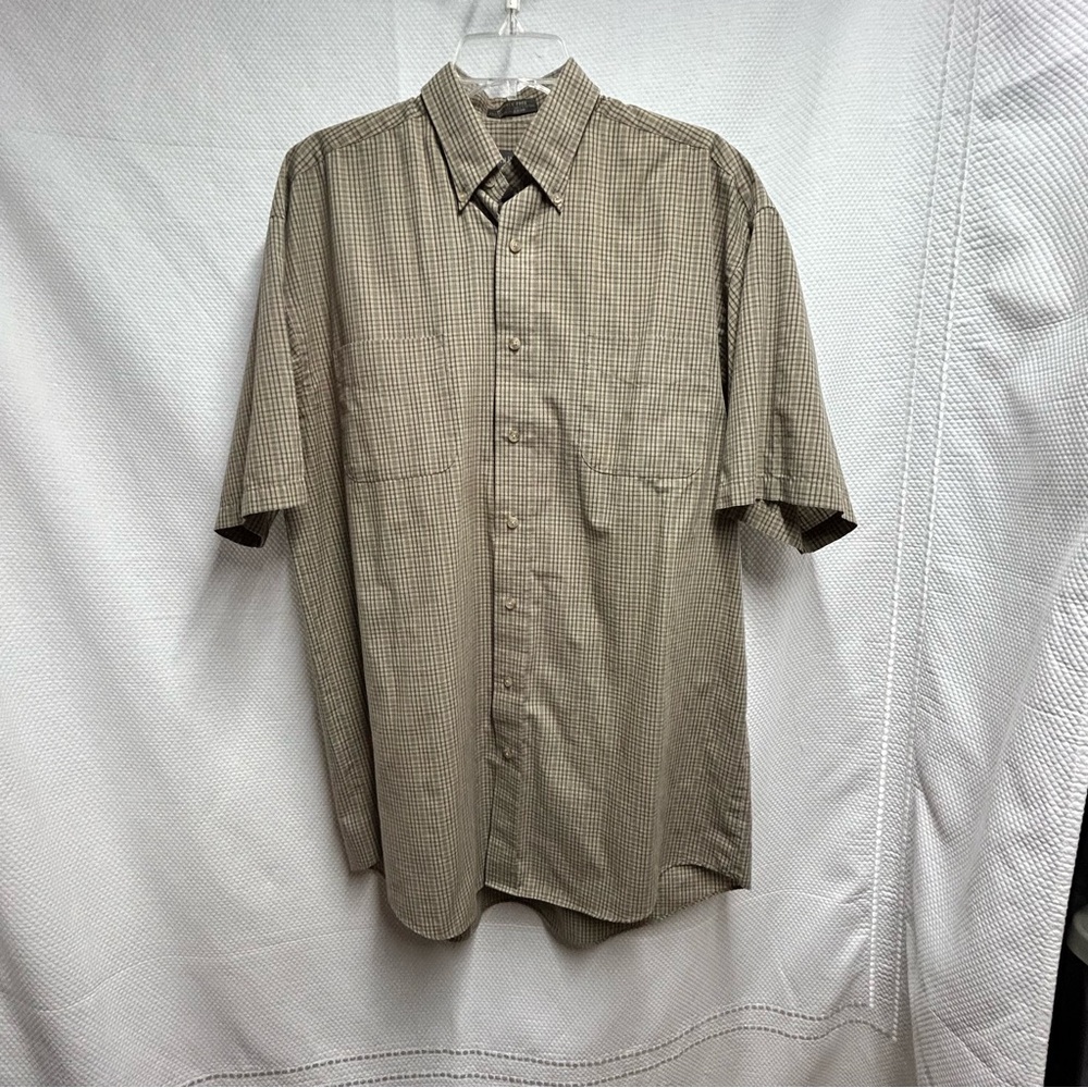 Van Heusen Brown Casual Button Down Shirt Large Tall